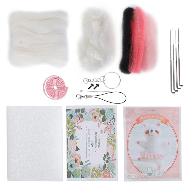 Nålefiltningssæt Uld Kemisk Fiber DIY Dyr Håndlavet Legetøj Kunsthåndværk til Begyndere (185# Ballet Alpaca)