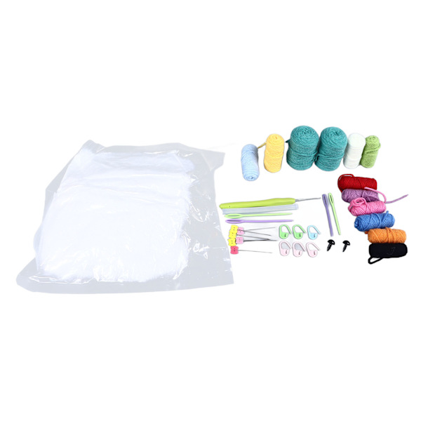 Virkat startpaket Dinosaurieägg Design 12 färgat garn Hand Eye Coordination Virkningssats för nybörjare Barnfamilj