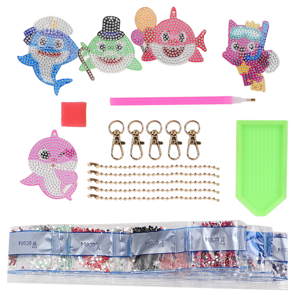 5 kpl Avaimenperä Timanttimaalaus Merieläimet Kuvio DIY 5D Hartsi Avaimenperä Matkatavaroiden Ripustus