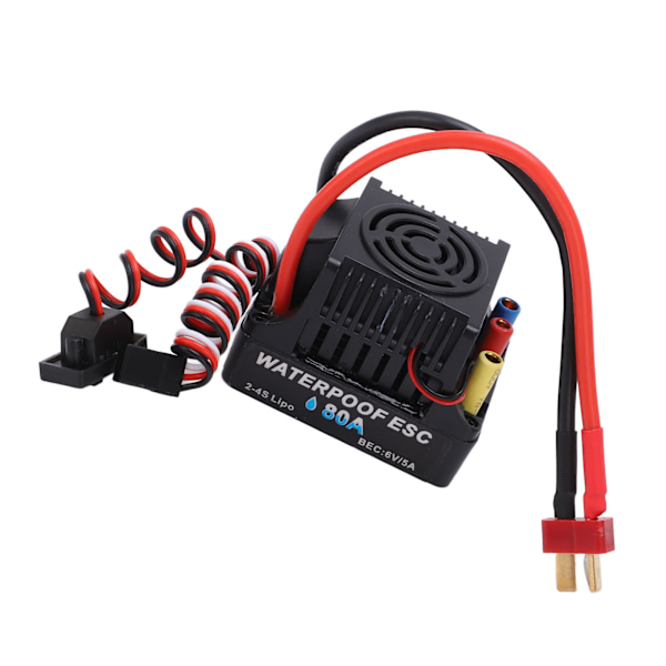 RC Bil Borstlös ESC 80A T Plugg Vattentät 6V 5A SBEC Multipelskydd 1/8 RC Bil Borstlös ESC för 1/8 RC