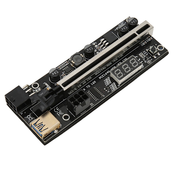 PCIe Riser Adapter Card 1X till 16X Dual 6Pin Temp Sensor USB3.0 Power Cord Mining Riser Card för grafikförlängning