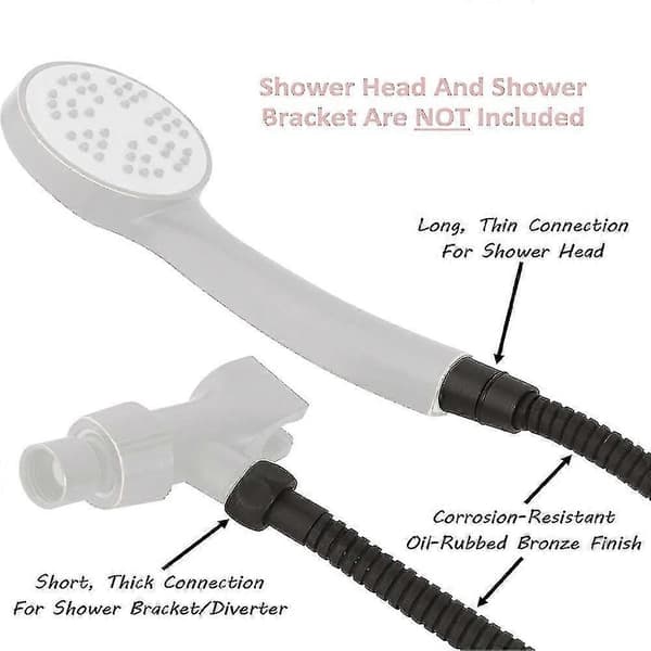 Fleksibel dusjslange - Ekstra lang, rustfritt stål, dobbel spenne for hånddusjhode - oljeslipt bronse - JA 2m black shower pipe