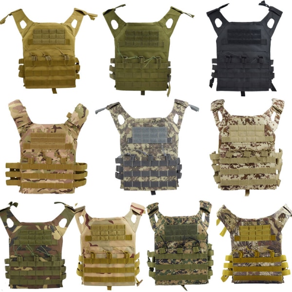 Outdoor Vest Tactical Vest Multifunksjonell Lett justerbar MOLLE Vest, 9# One Size
