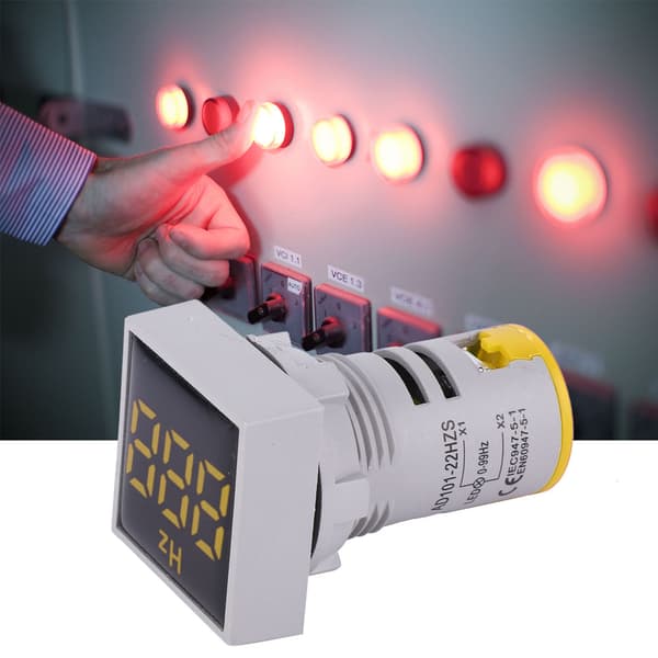 Firkantet digitalt display LED-indikatorlys AC100~380V 20~75Hz Frekvensmåling (gul)