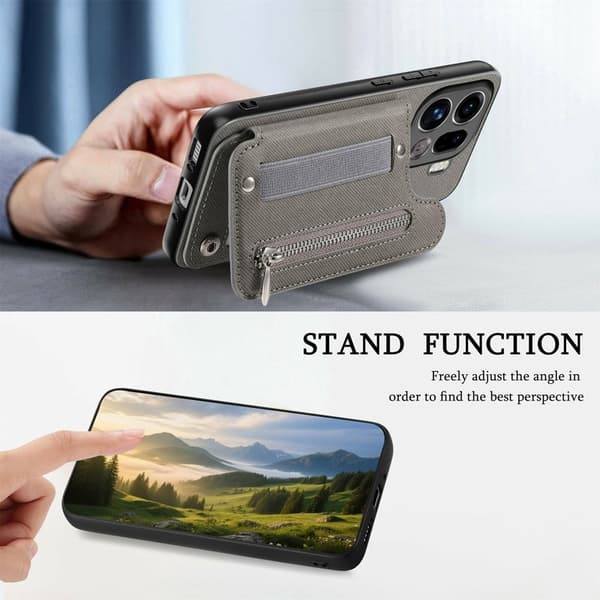 Oppo Find X9 Pro 5G Kortplats Plånboksfodral Konstläder RFID-skydd - Grå