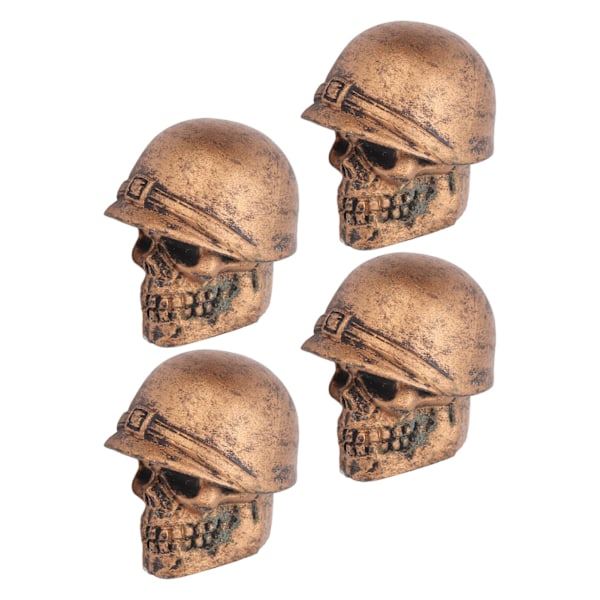 4 stk Dækventilhætter Skull Style Antioxidation Universal til Biler Lastbiler Cykler Motorcykler Cykler Bronze