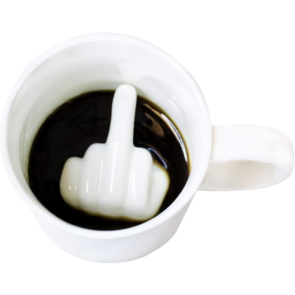 Keramisk te-/kaffekrus med indre 3D-design 9 x 8,5 x 9 cm (mellomfinger)
