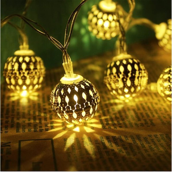 Globe String Lights Plug-in Metal Ball Fairy Lights, Anslutbar med bakplugg, Justerbar Med Multi Modes, Nyhetsdekorationer till jul, Hallo