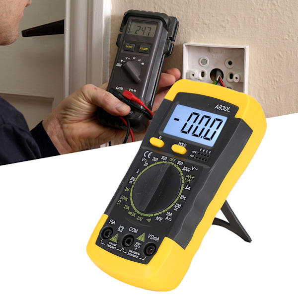 Multifunktionelt digitalt håndholdt LCD-multimeter AC DC Spænding Strømdetektor Gul Sort