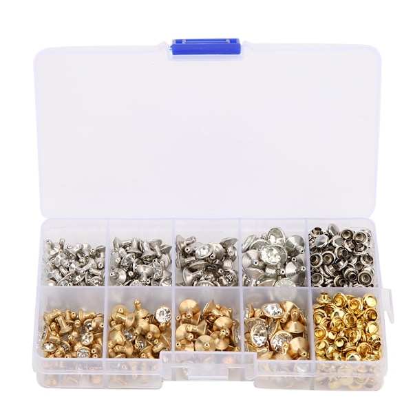 240 stk Rhinestone Stud Nit Gør-det-selv Lædertasker Tøj Dekoration Tilbehør 6-9mm + 240 stk Base