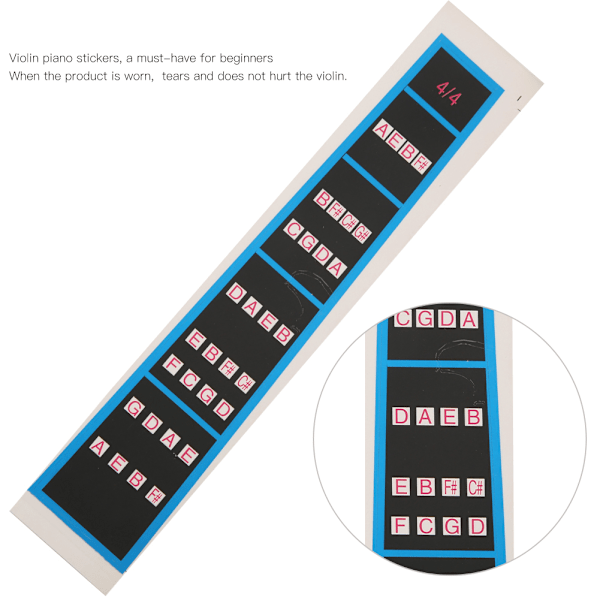 Fiolin-klistremerke Svart Blå Gripebrett Guide Nybegynner Musikinstrumenttilbehør BC05 4/4 Blå kant