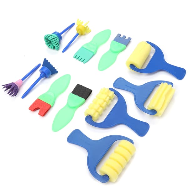 12 kpl sienimaalaussiveltimiä EVA-leimarulla DIY Early Learning Tools Taaperoille Lapsille Maalisetti