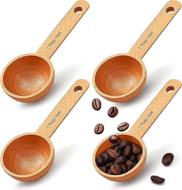 st trækaffeskeer i bøg, køkkentilbehør (10 ml)