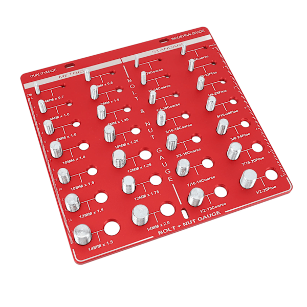 28-hulls bolt- og mutteridentifikator Måler Metrisk aluminiumslegering Mutterbolt Gjengetest for gjør-det-selv