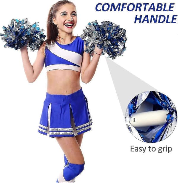 4 stk. cheerleading-pomponer til cheerleader-kostume til kvinder, 2 par cheer-pomponer Blue White