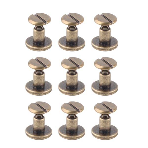 20 st Flat Head Koppar Mässing Skruvar Muttrar Spikar Nitar Läderlock Tillbehör (6,5 mm)
