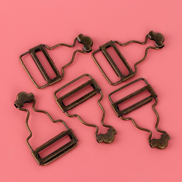 10 st/set Metall Justerbar rem Spännen Knapp för Haklapp Byxor Jeans Barnkläder 2,7 cm (Brons)