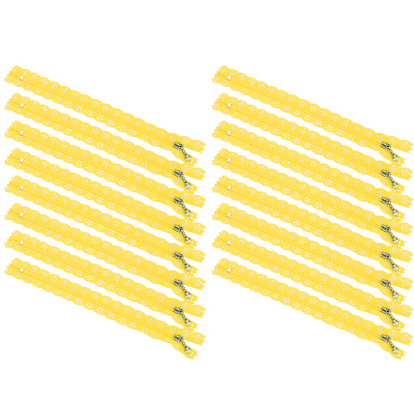 20st 20CM DIY Nylon Spets Dragkedjor Spole Blomma Dragkedja för sömnad Bröllopsklänning Hantverk Gul