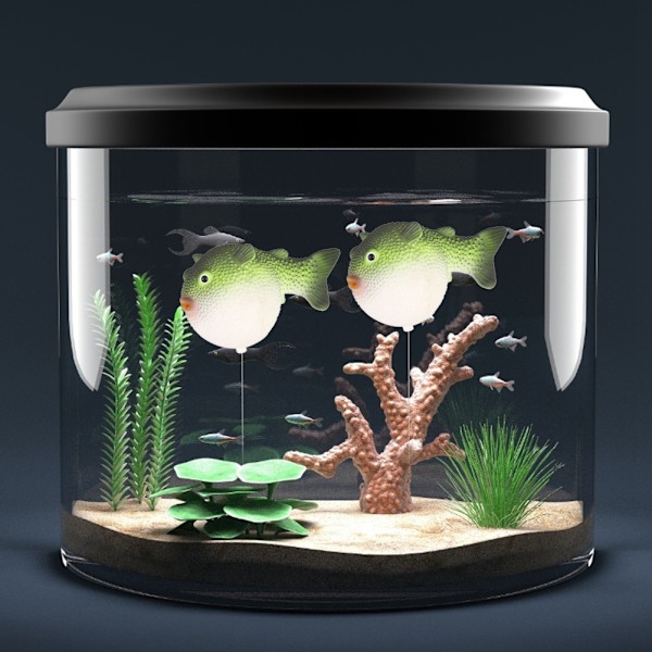 Akvarie Dekoration Kunstig Globefisk Simuleret Fluorescerende Lysende Lille Globefisk Akvarie Ornament Landskab Grøn