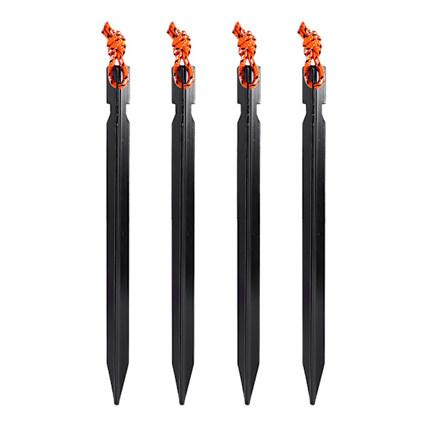 4 stk/pakke 18 CM aluminiumslegering teltpløkker pløk jordspyd campingtilbehør (sort)