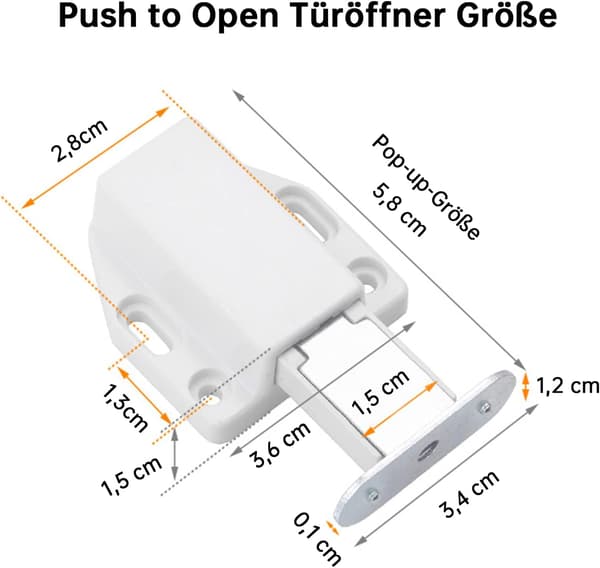 Sæt med 4 døråbnere med trykfunktion - Til døre - Blød lukning opgradering - Magnetisk dørstopper - Til skabsdøre - Mini
