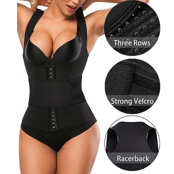 Kvinner Fitness Korsett Sport Body Shaper Vest Kvinner Midjetrener Trening Slanking Black L