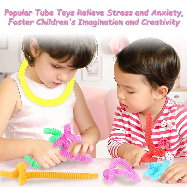 8-delers Mini Pop Tubes Sanseleke Yutou Pop Tubes Sanseleke Fargerik Stretch Tube Sanseleke Fidget Lekesett for barn Stress og angst Reli