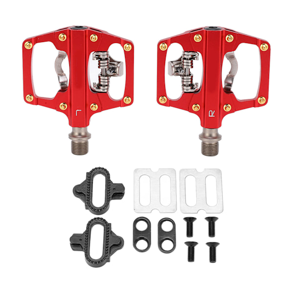 MEROCA Dobbeltsidet Platform Multi-Anvendelse Pedal til SPD Mountainbike Cykel Forseglede Klickpedaler med Klamper til Cykling Rød (i æske)