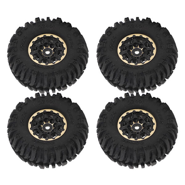 4 kpl RC-kumirenkaat messinkivanteilla, mustat, kestävät RC-raakelin autopyörät AXIAL SCX24 1/24 neliömäisille reikiä varten