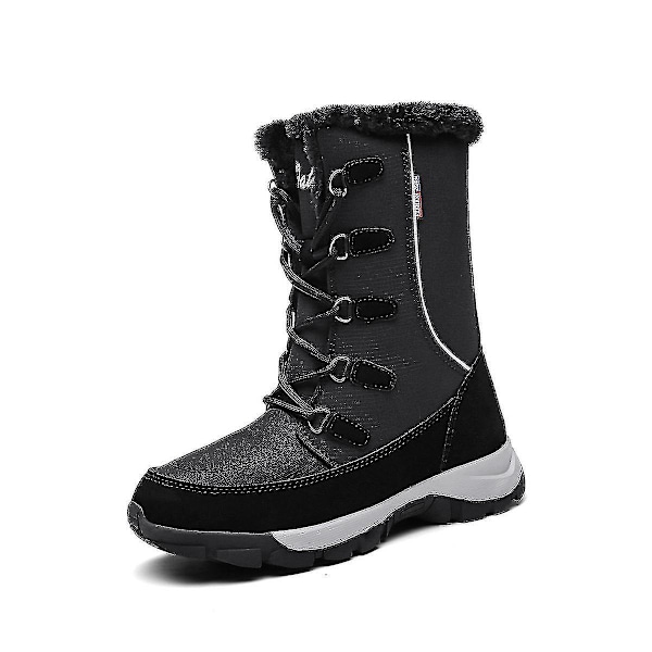 Women's Waterproof High-top Snow Boots for Winter - Warm and Cozy (Black, Size 39)