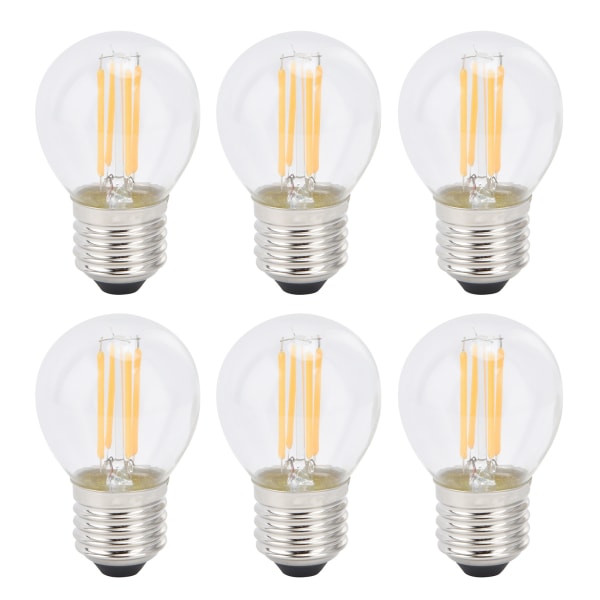 6 stk Dimmbare LED-pærer G45 E27 4W Transparent Glødepærer for Hjembelysning Varmt Lys 110V