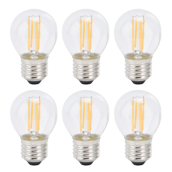 6st Dimbara LED-lampor G45 E27 4W Transparenta glödlampor för hembelysning Varmt ljus 110V