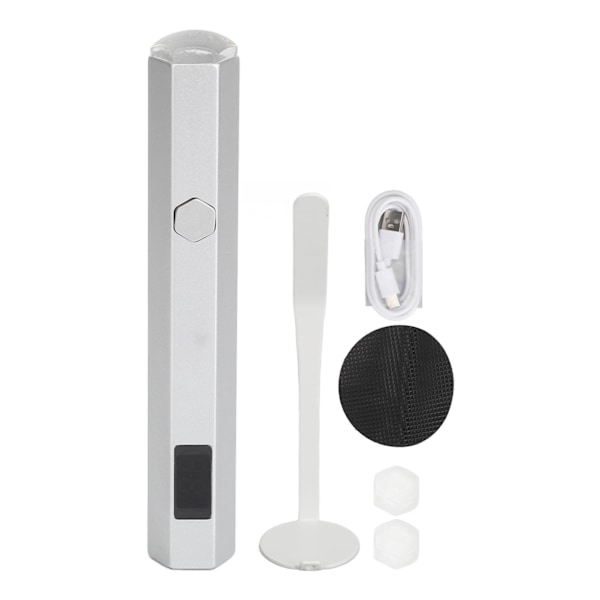 Mini LED neglelampe 2 indstillinger Bærbar klar silikone spids Justerbar magnetisk digital neglelampe sølv