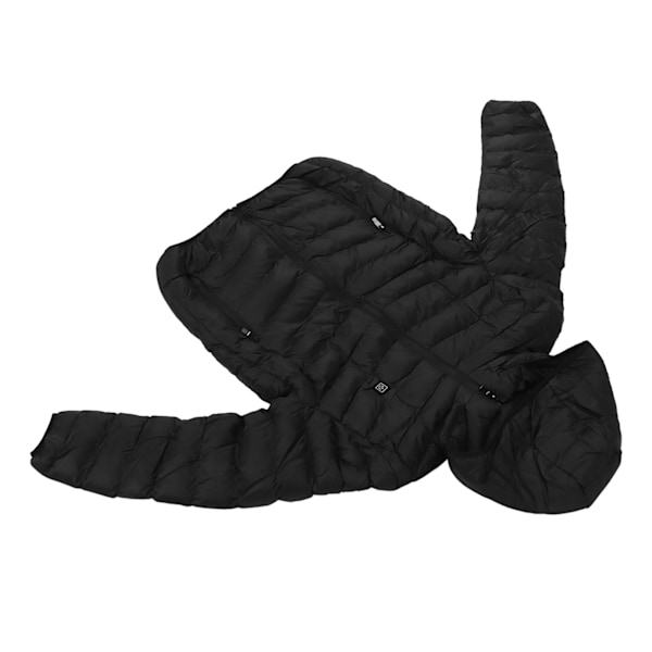 Lämmitetty takki Älykäs termostaattinen sähköinen lämmitys Musta huppu lämmin lämmitetty takki miehille naisille 2XL