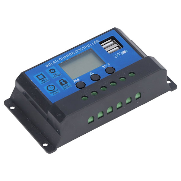 Solar Charge Controller LCD automatisk identifiering med 5V Smart 2 USB-port 20A 12V 24V