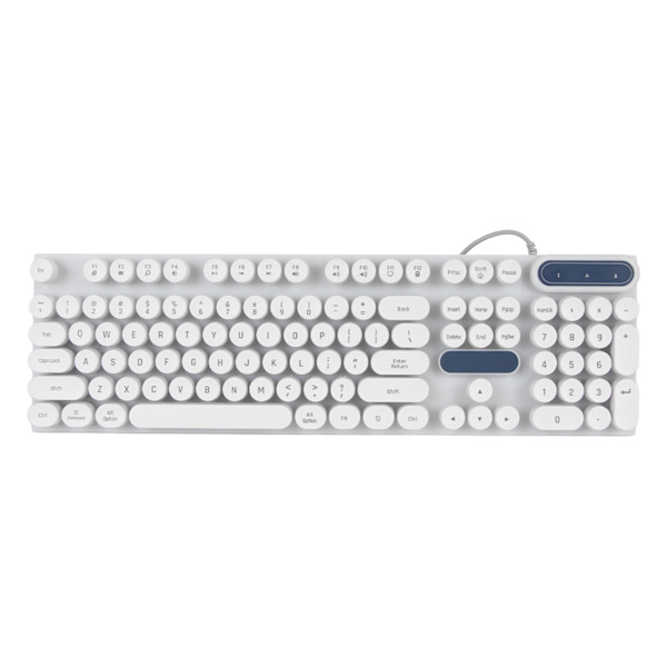 Gamingtangentbord USB Runda 104 nycklar Andas Bakgrundsbelyst Ergonomiskt vattentätt trådburet tangentbord för stationär bärbar dator Punk White