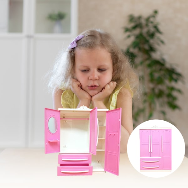 Dockskåp Kläderorganisatör Mini Princess Möbler Garderob Prydnader Dockhusgarderob Leksakstillbehör