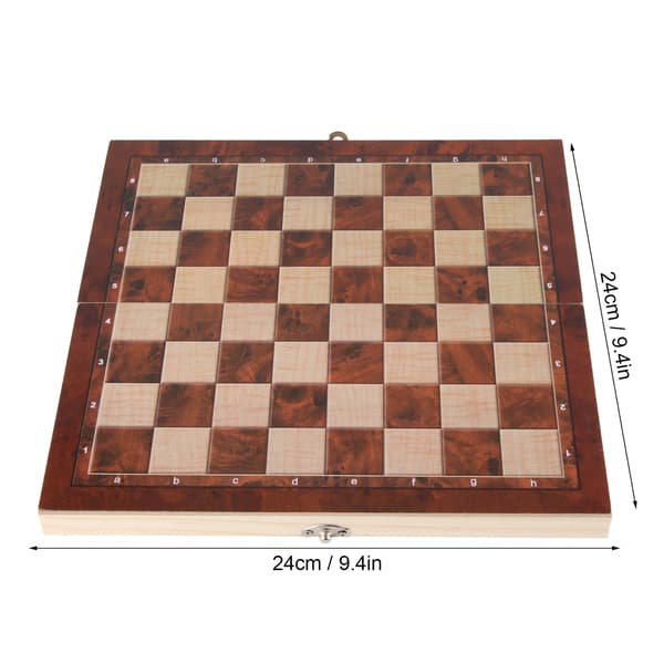 Schack- och damspel i trä 3-i-1 - 24cm x 24cm