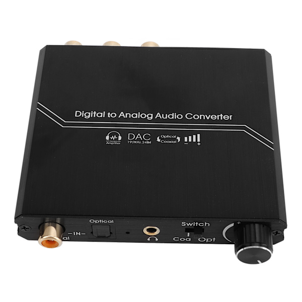 192KHz Digital till Analog Ljudkonverterare med Volymjustering Digital Optisk Koaxial till Analog Stereo RCA 3,5 mm Jack Konverterare