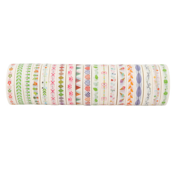 19 st Washi Maskeringstejp Japansk Stil Lätt Att Fästa Livfulla Färger Blandad Stil Färgad Tejp för Packning Scrapbook DIY