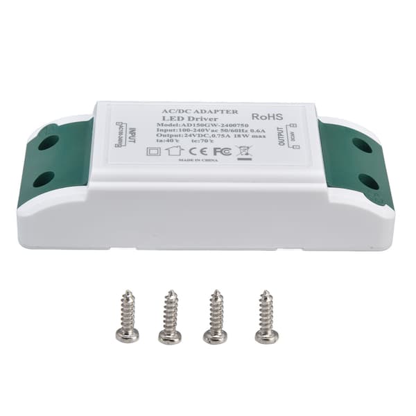 LED-driver 24V DC 0,75A 18W Stillegående drift Konstant strøm 24V Transformator Kompatibel med LED Strip-lys AC100‑240V