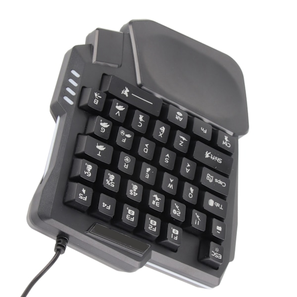Enhånds Spiltangentbord 35 Taster Vandafvisende Bredt Håndledsstøtte Sort Enhånds Tastatur til Computer Mobilspil
