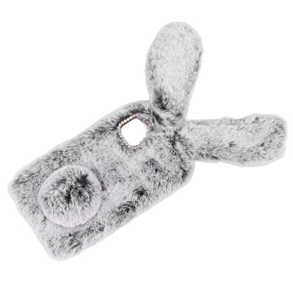 Søte kaninører Plysjtelefonveske Soft Grey Bunny Ears Telefonskjermbeskyttelsesveske til Iphone 11