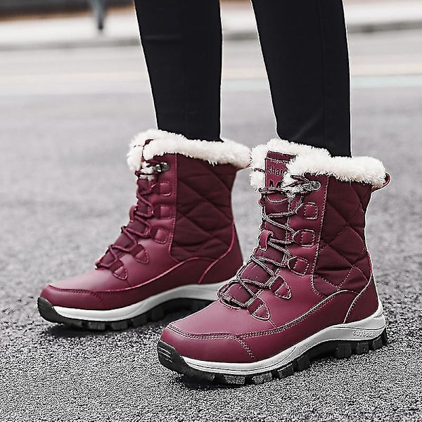 Warm Plus Velvet Naisten Lumikengät Punainen Ulkoilu Casual Puuvillakengät FRS91338