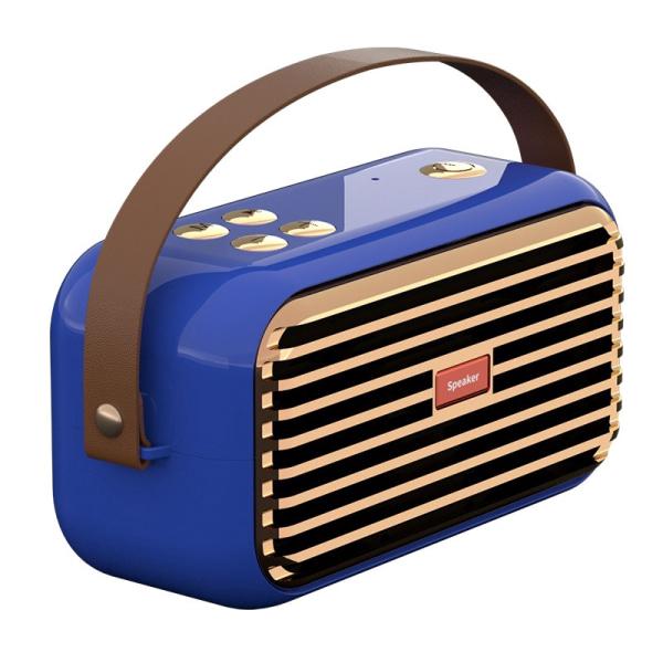 Card Radio Trådlös Retro Portabel Bluetooth högtalare (blå),