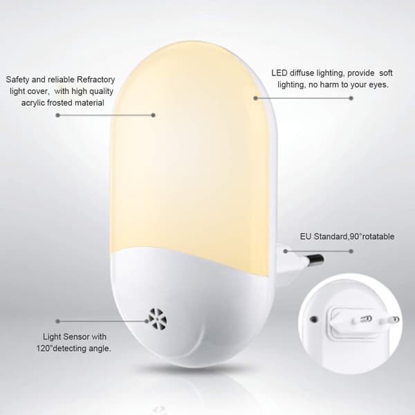 1/2 stk EU Stik Natlampe LED-sensorlys Automatisk Energibesparende Natlampe