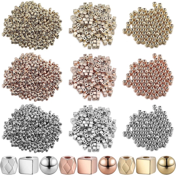 3000 bitar metallpärlor, diameter små pärlor, 4 mm metall distanser Bulk pärlor, distans pärlor, runda mässing distans pärlor, silver distans pärlor Set, Golden B