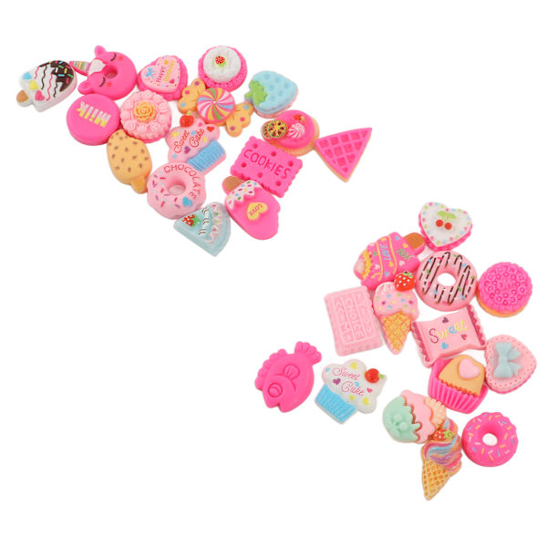 30 stk DIY Mat Charm Dessert Kake Is Brød Donut Cookies Godteri DIY Dekorasjonsmateriale