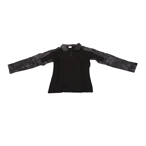Combattröja med lång ärm, dragkedja, unisex, bomullspolyester, andningsbar med armbågspads, axelficka, stridskläder för cosplay, svart pythontryck, XL