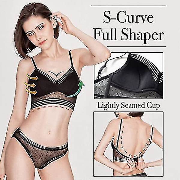 Trådløs Deep V Lace Push Up Rygfri BH til Lav Ryg, U-Formet Design, Sort